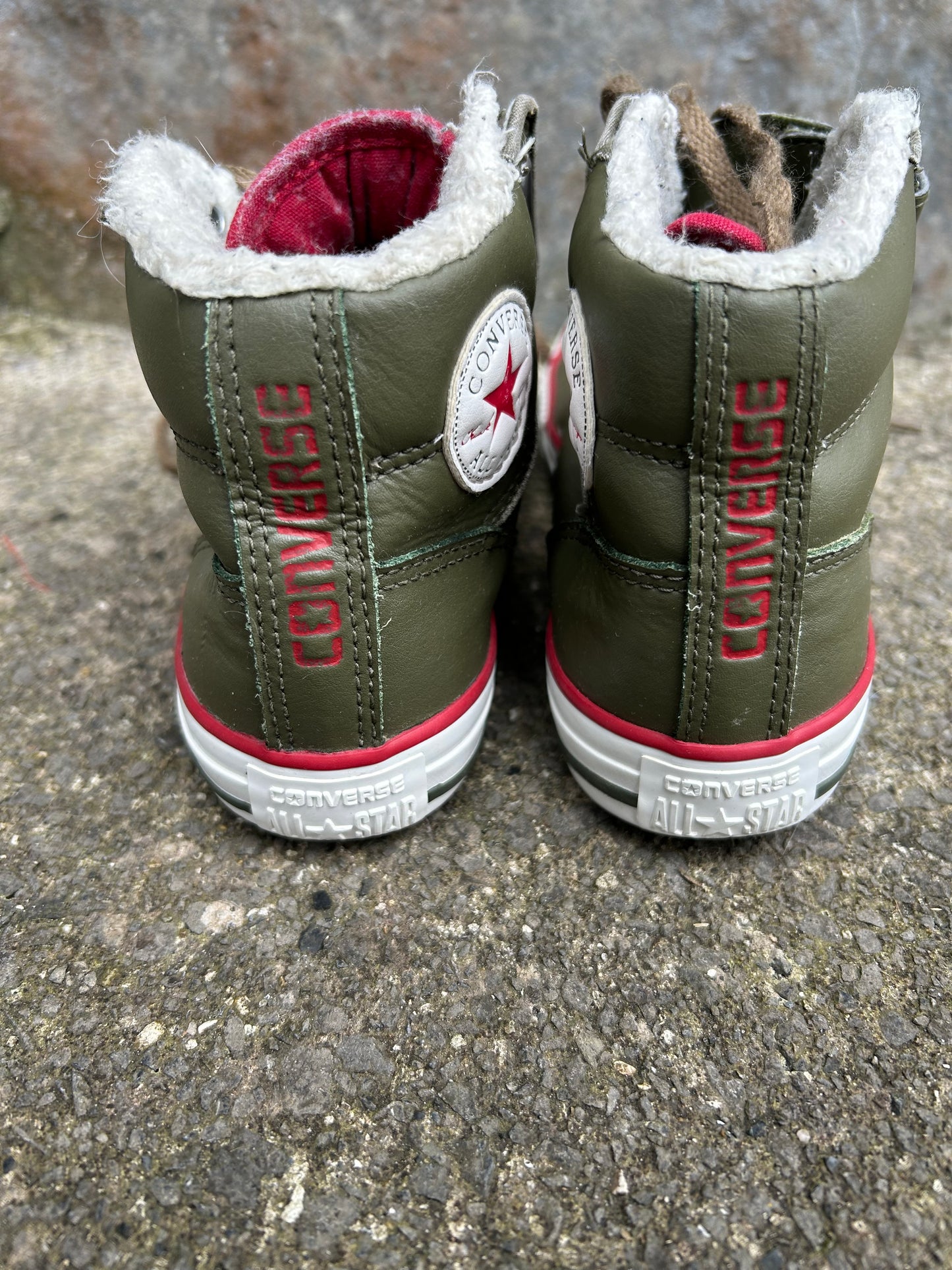 Khaki lined hi tops converse  uk 2.5 (eu 35)