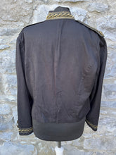 Load image into Gallery viewer, 80s black jacket with gold trim uk 12-14
