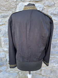 80s black jacket with gold trim uk 12-14