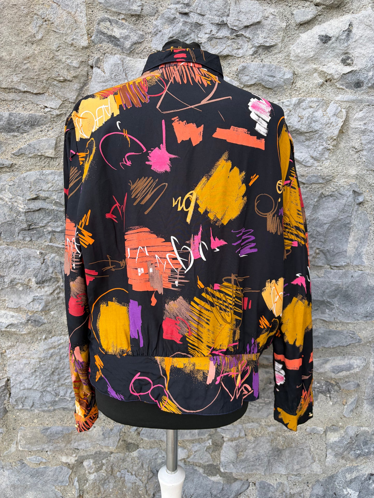 80s colourful abstract art-print shirt uk 14-16
