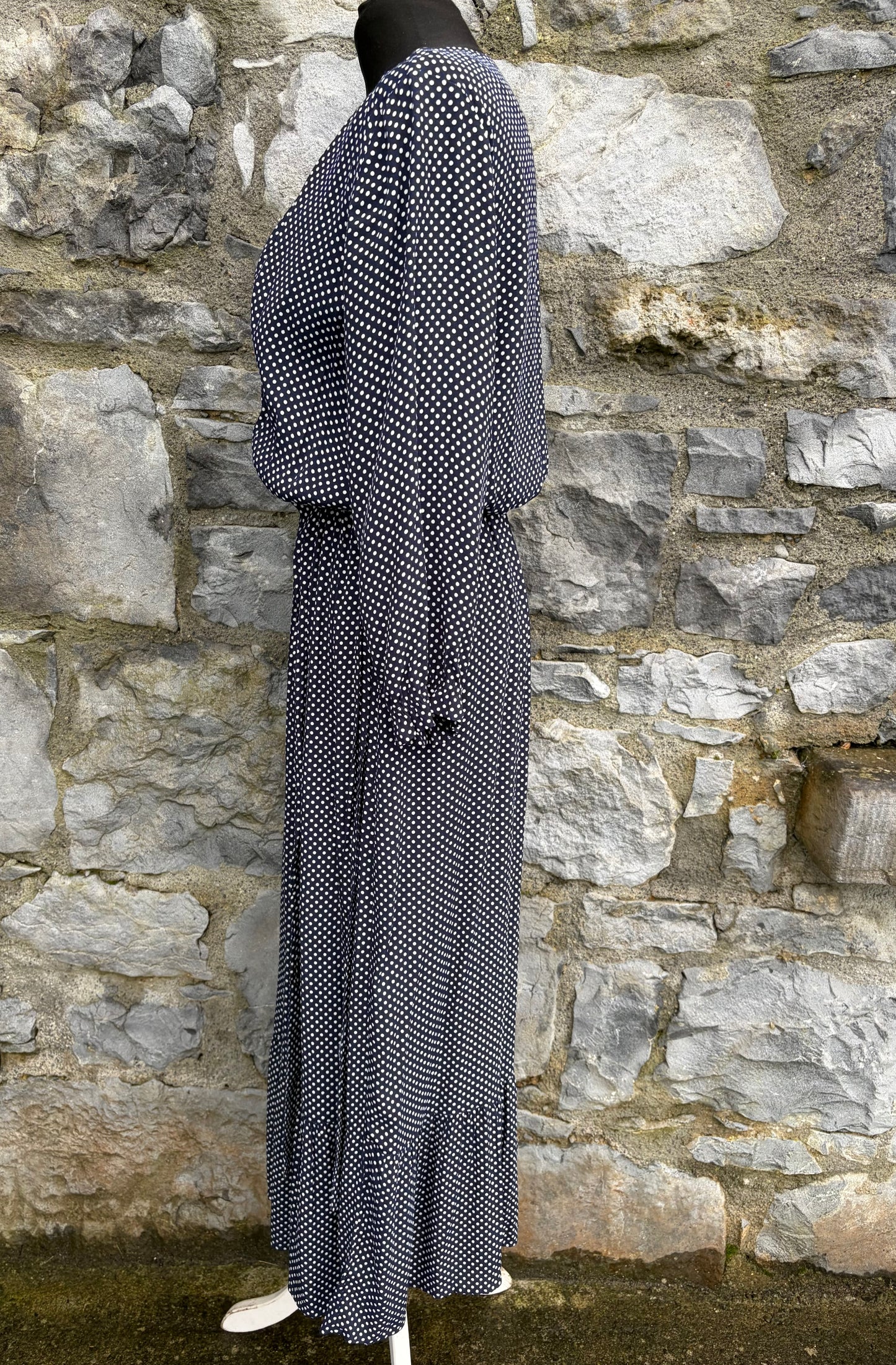 Polka dots navy dress uk 8-10