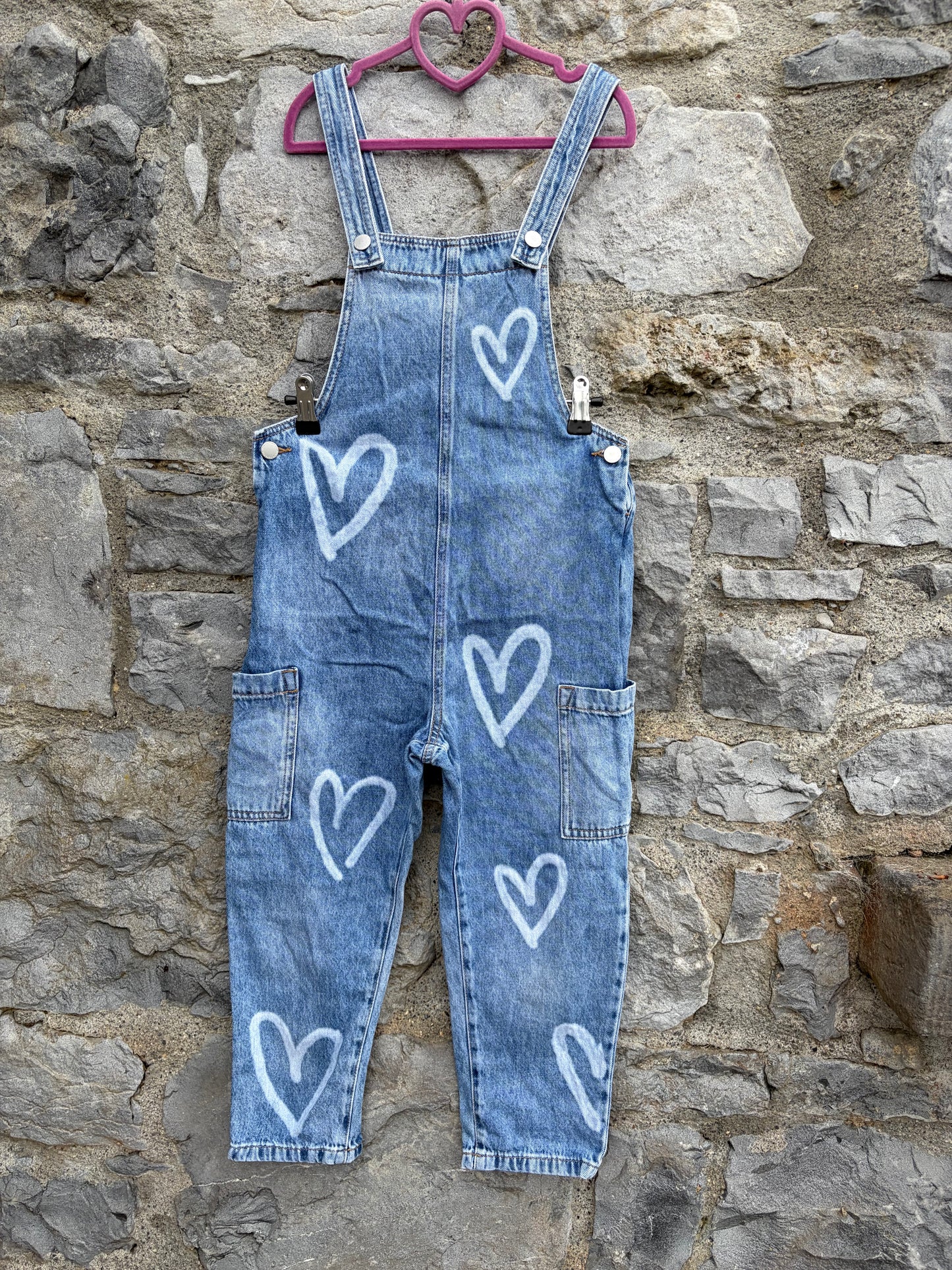 Hearts denim dungarees  9y (134cm)