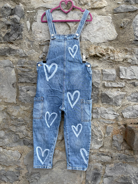 Hearts denim dungarees  9y (134cm)