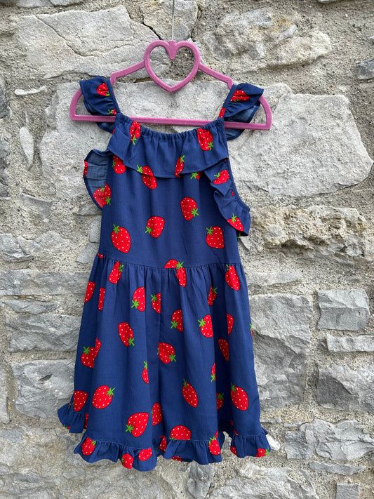 Strawberries navy jumpsuit  7y (122cm)