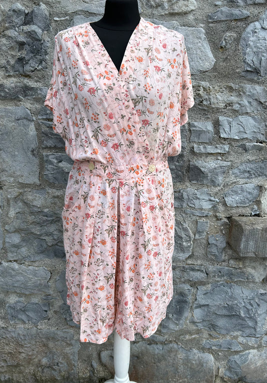 80s pink floral jumpsuit uk 10-12