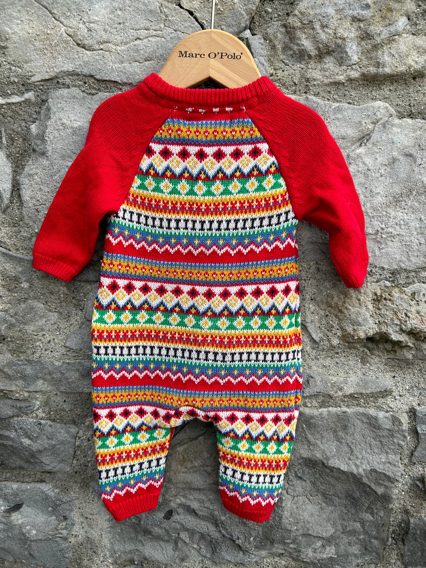 Colourful festive knitted onesie  1-3m (56-62cm)