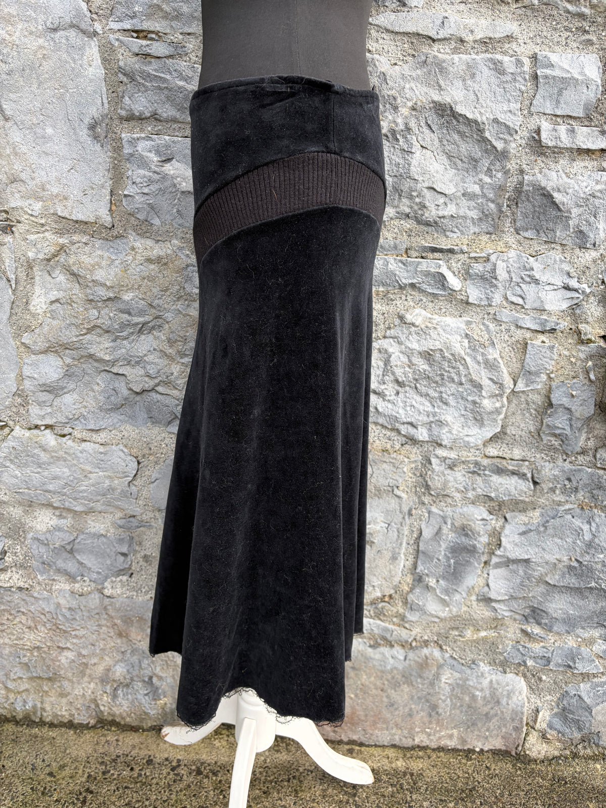 90s black velvet skirt uk 10