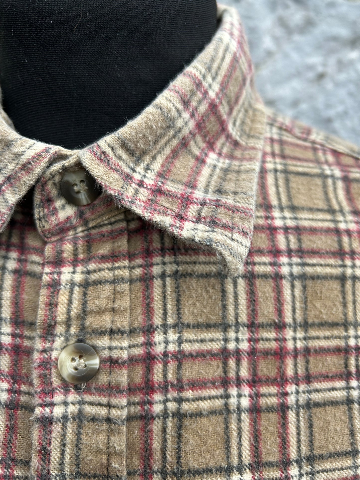 90s brown check flannel shirt Large