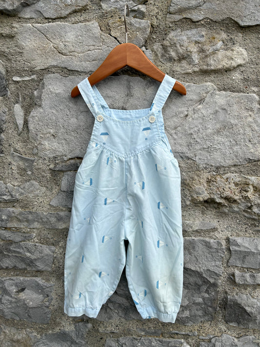 80s blue boats dungarees   6-9m (68-74cm)