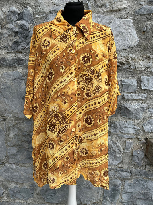 90s mustard stripy shirt XL