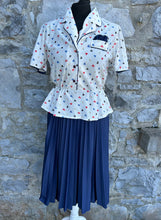 Load image into Gallery viewer, 80s cream&amp;navy dress uk 10
