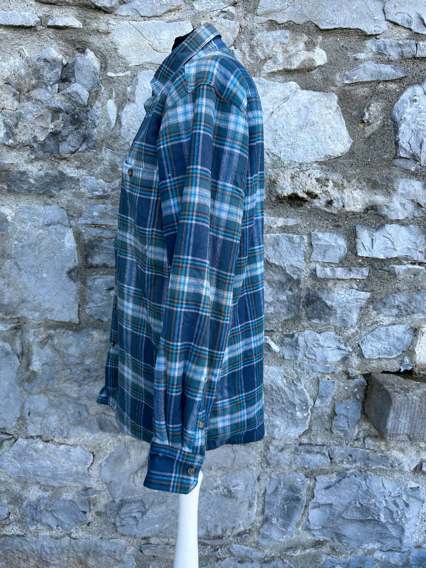 Blue check flannel lined shirt Small