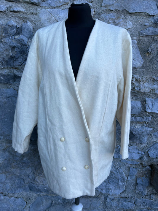 80s ivory woolly jacket uk 12