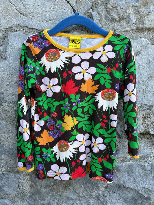 Autumn flowers brown top  3-4y (98-104cm)