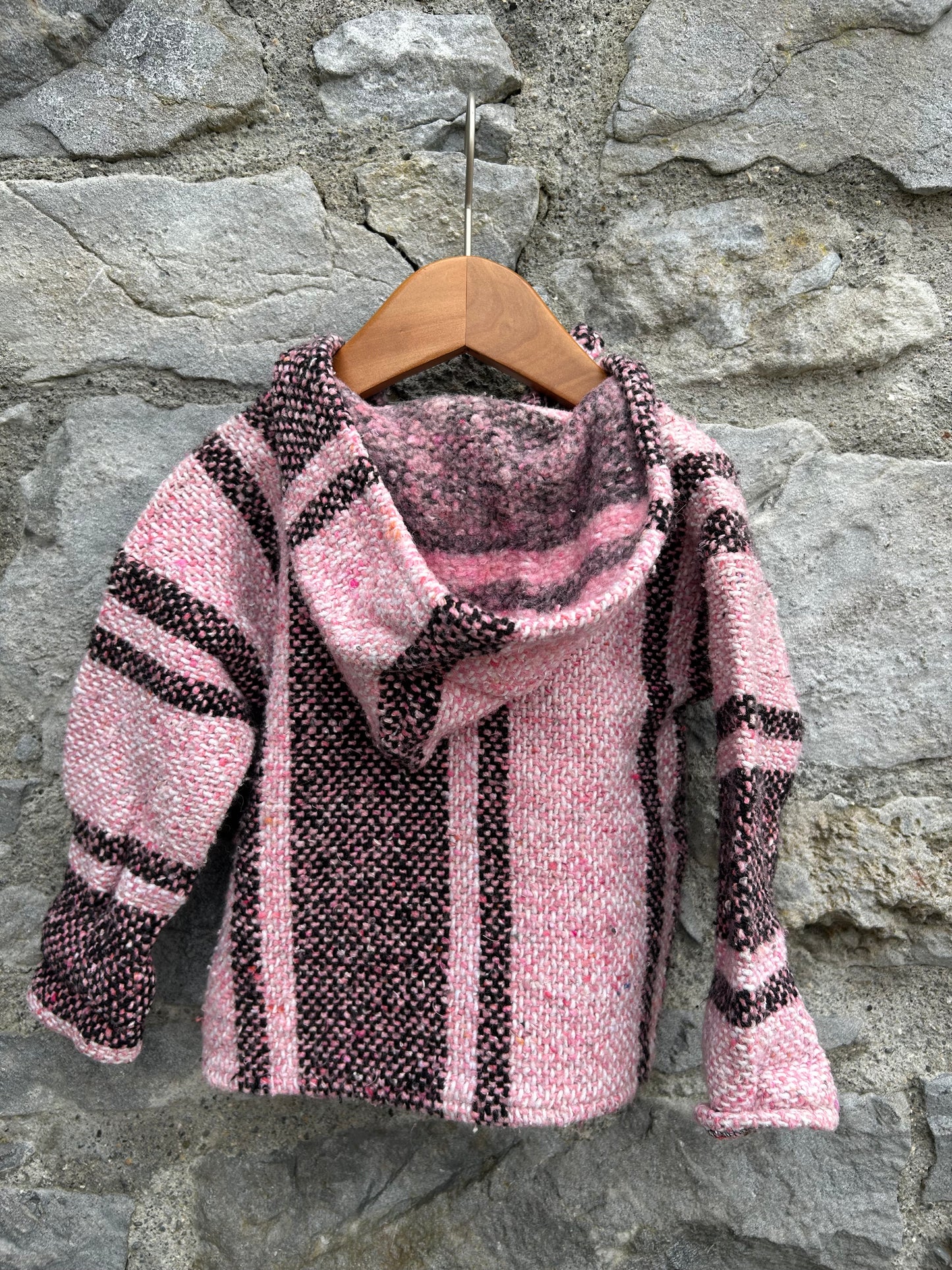 90s pink stripy hoodie  12-18m (80-86cm)
