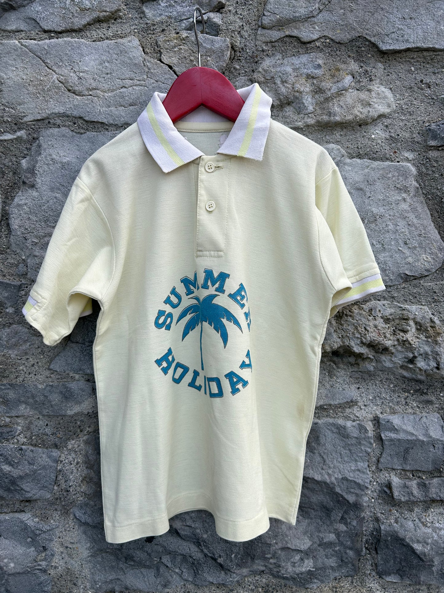 80s summer yellow polo top  7-8y (122-128cm)