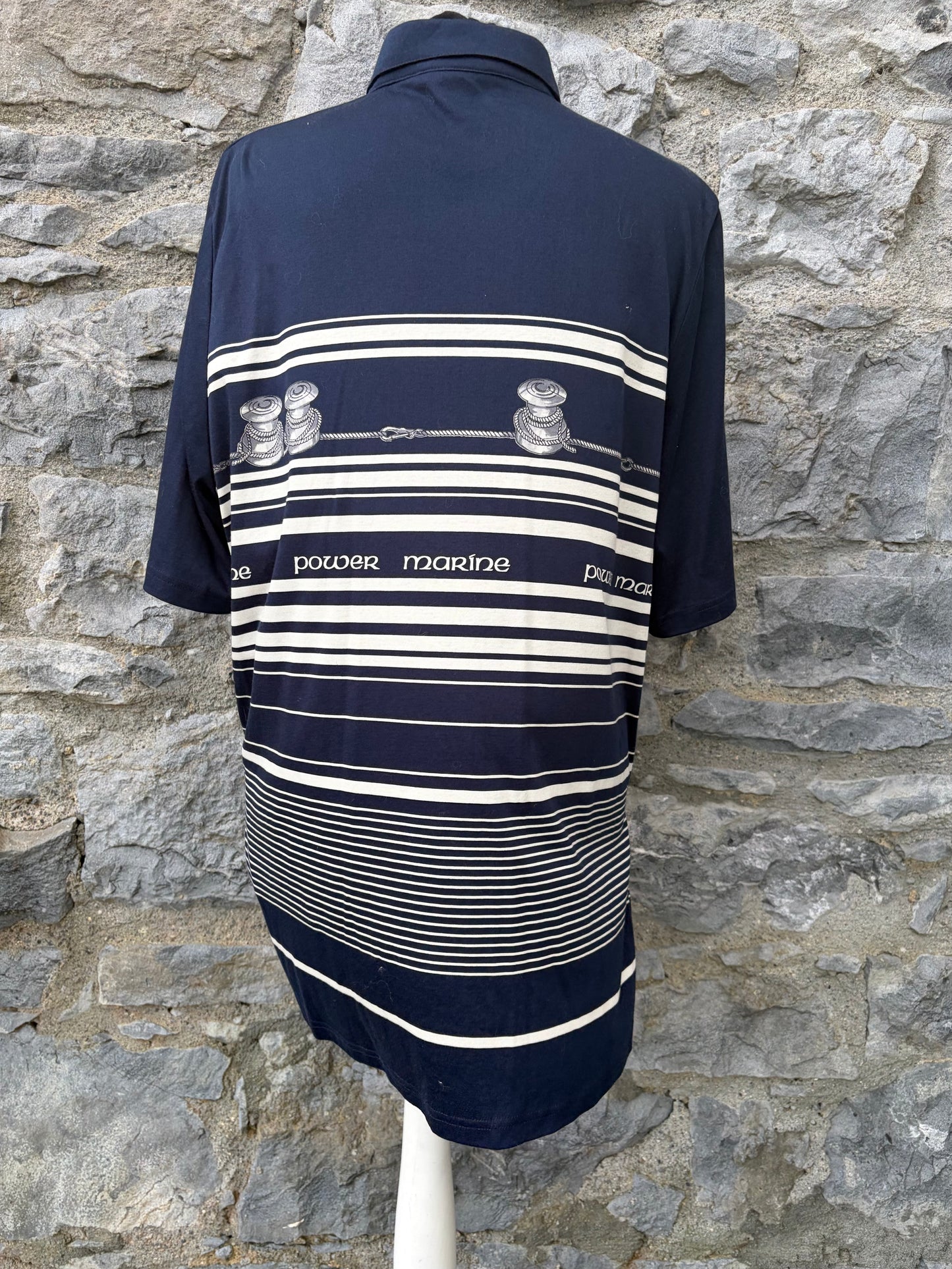 90s navy nautical shirt Large