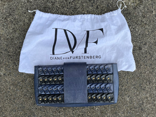 DvF black studs clutch bag