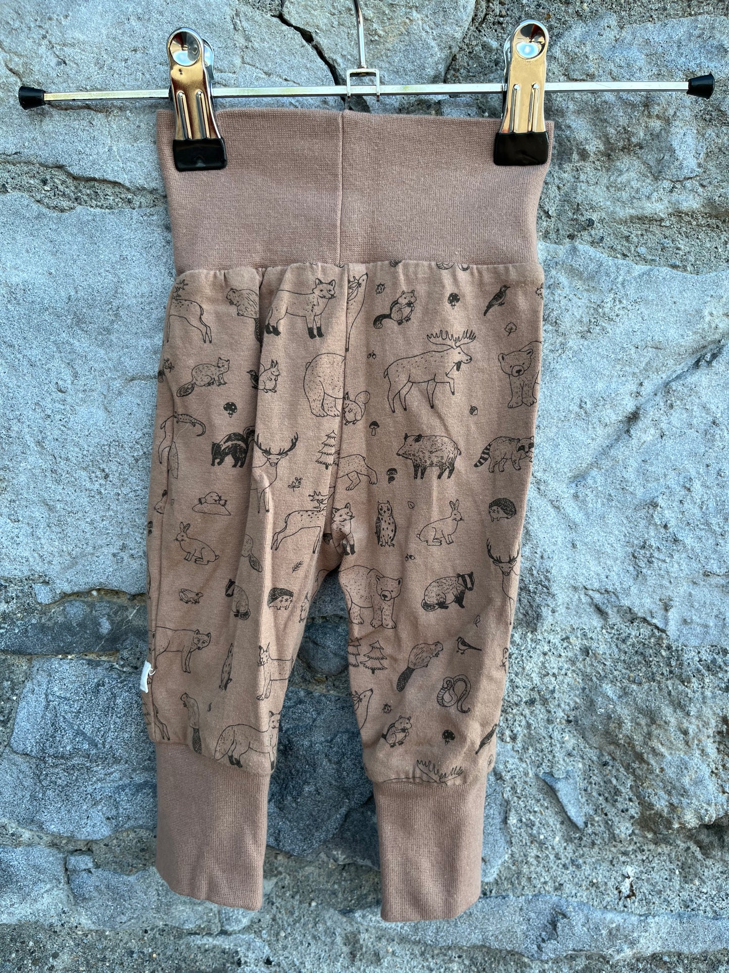 Brown woodland animals rib pants  0-1m (56cm)