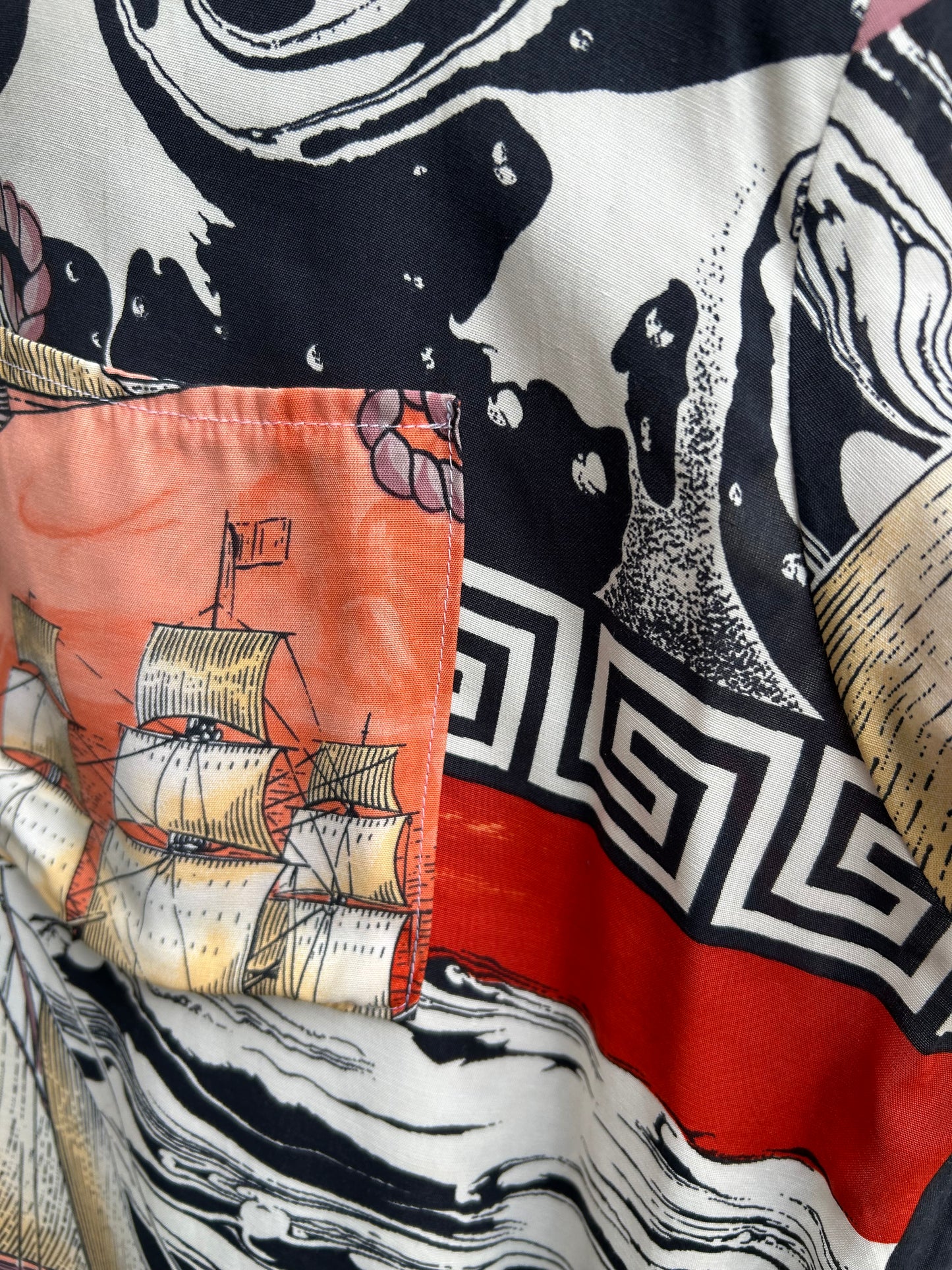 80s ships patchwork shirt  Large