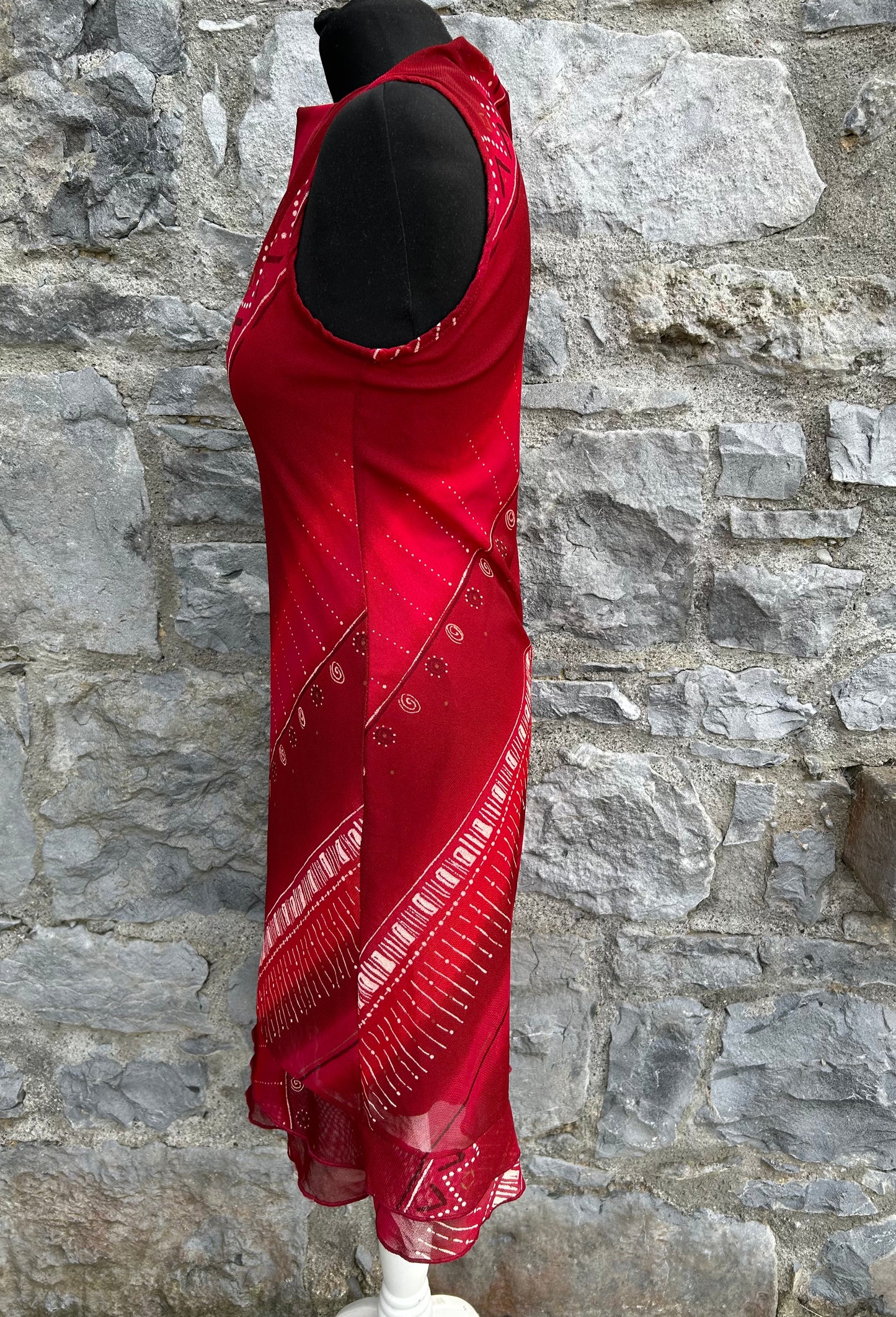 Y2K red stripy geometric dress uk 8