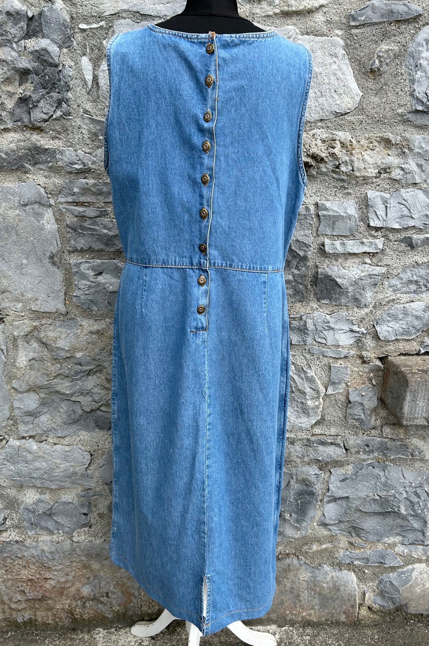 80s embroidered denim dress uk 12