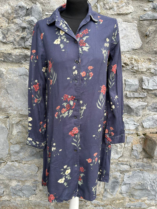 Navy floral shirt dress uk 8