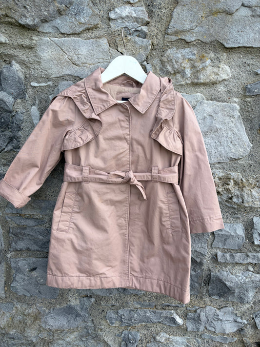 Dusty pink trench coat 4y (104cm)