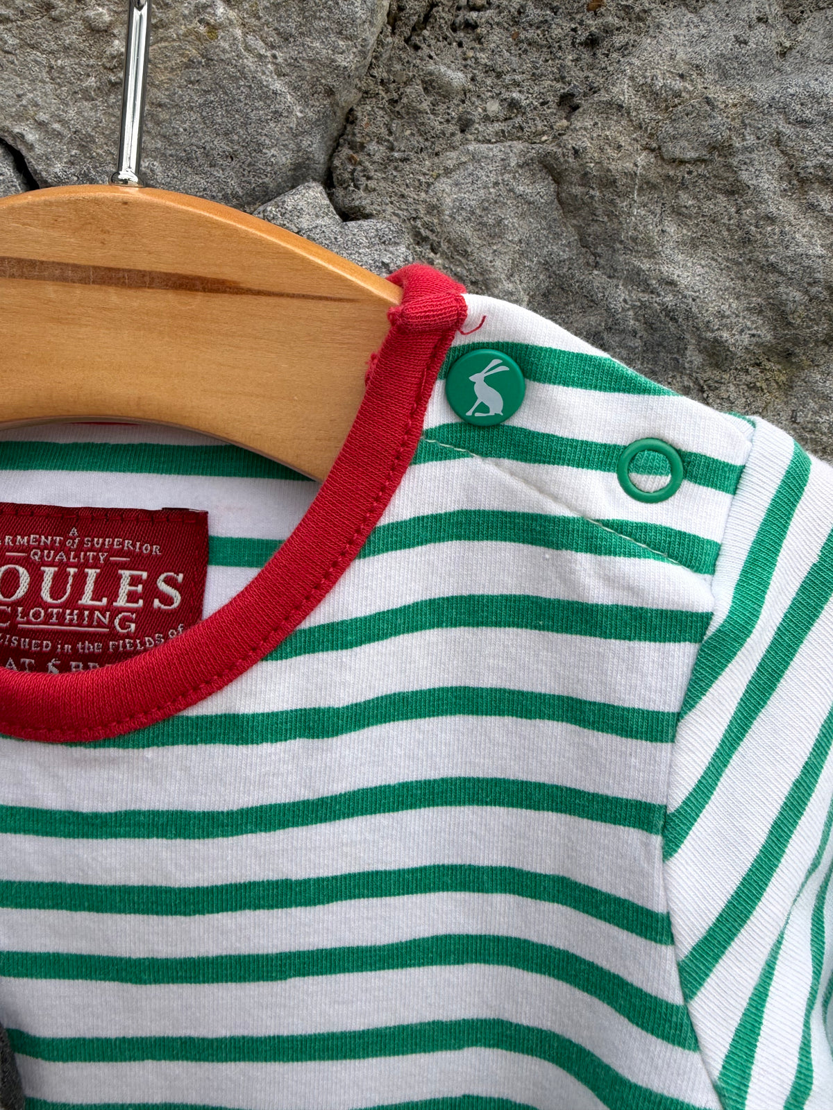 Dog green stripy top  0-3m (56-62cm)