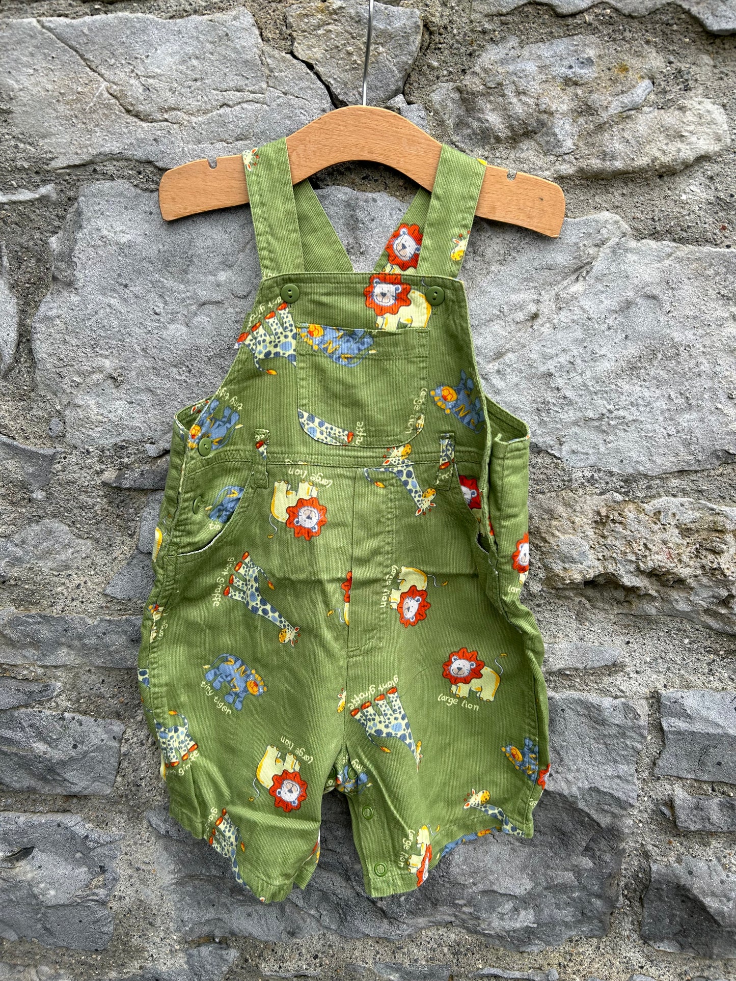 Y2K animals green cord dungarees  12-18m (80-86cm)