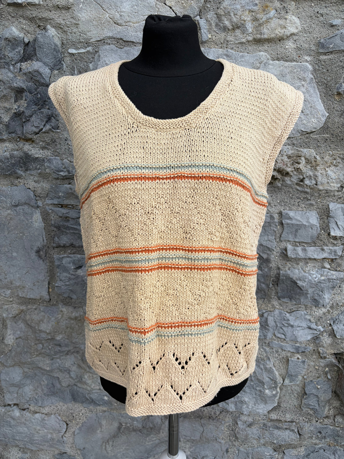 90s beige handmade gilet uk 14-16