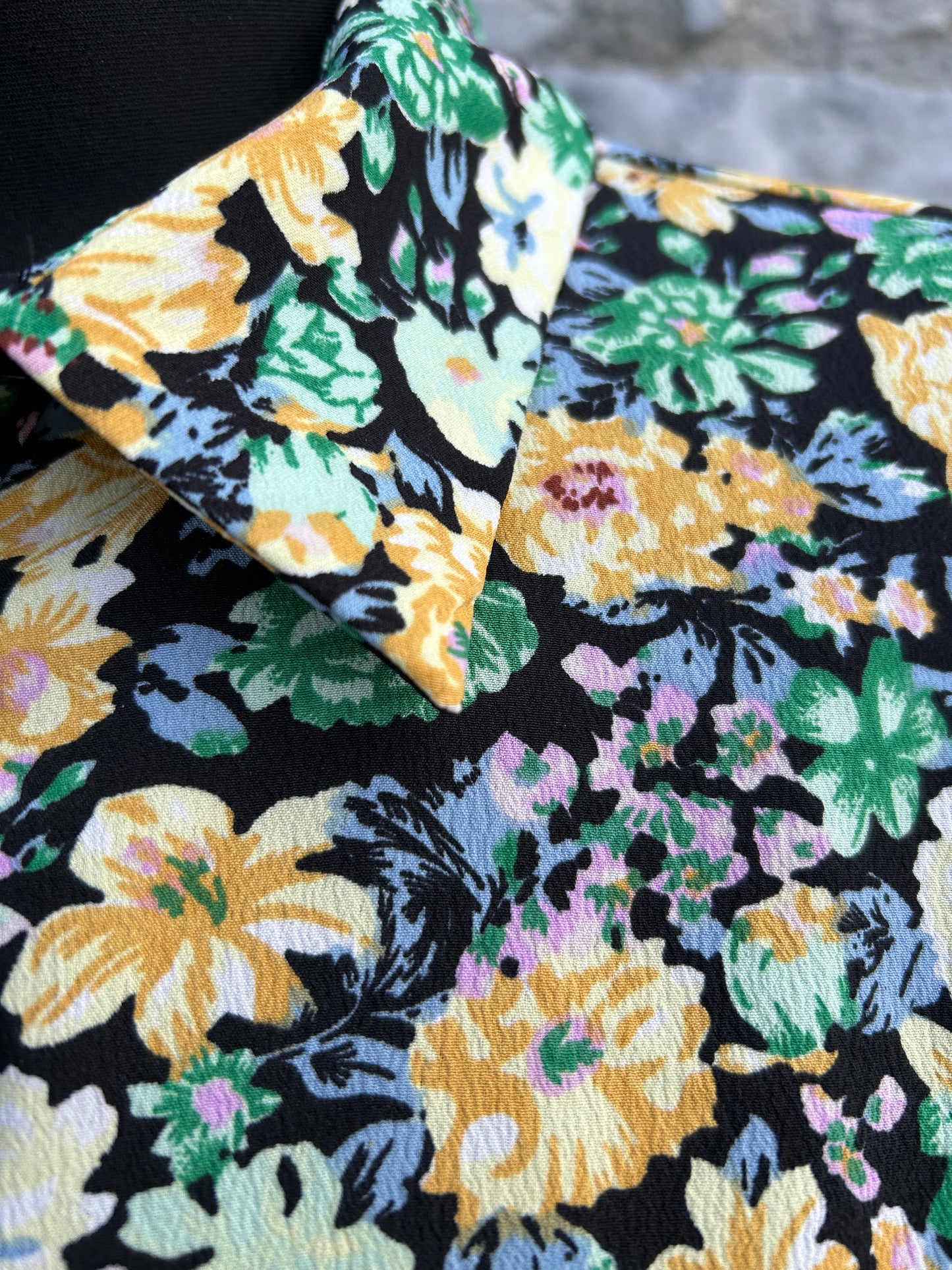 Yellow flowers black maxi dress uk 6-8