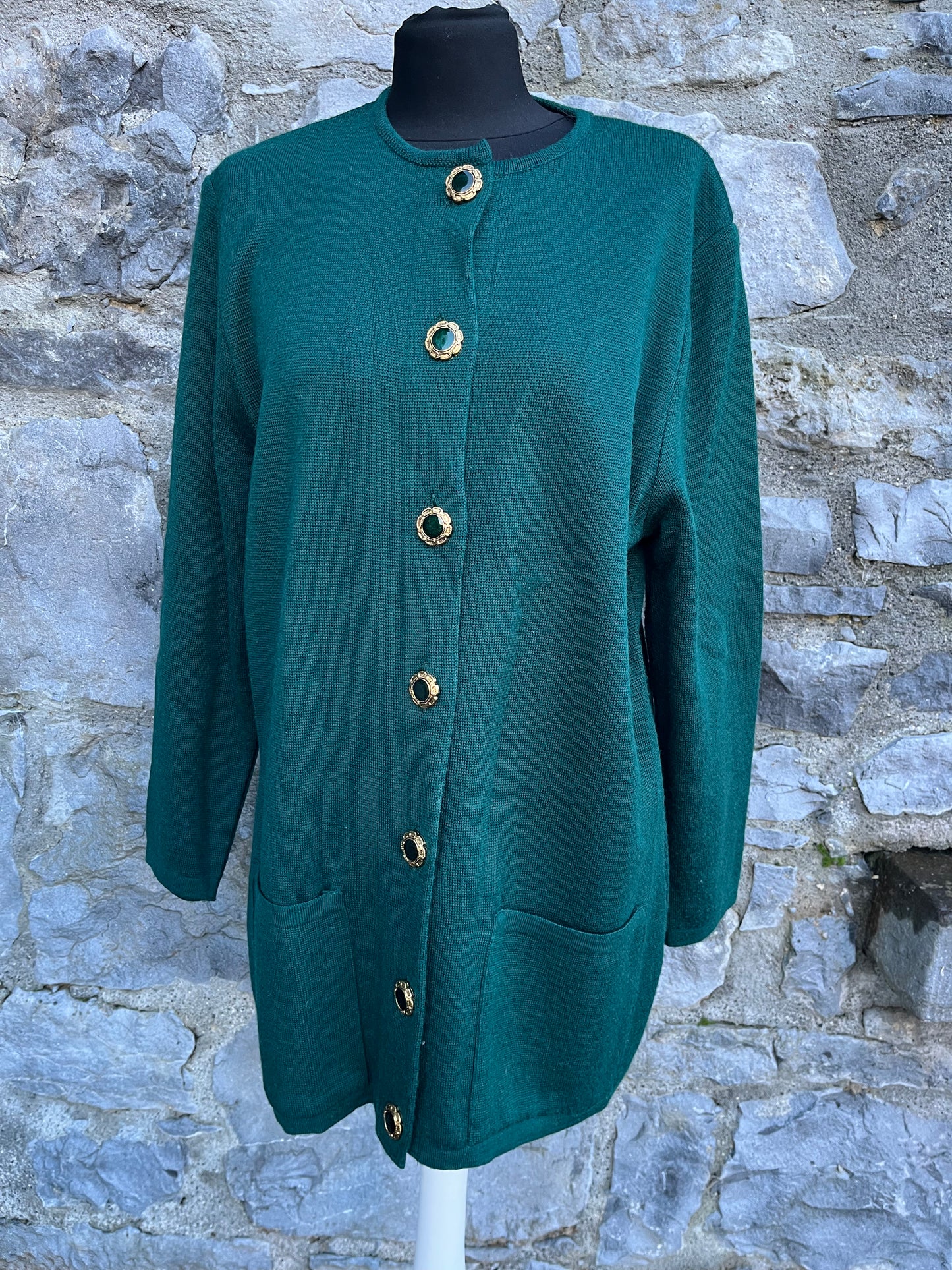 90s green long cardigan uk 14-16