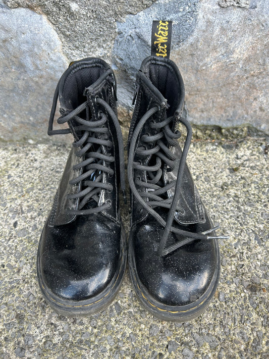 Black glitter patent boots  uk 1 (eu 33)