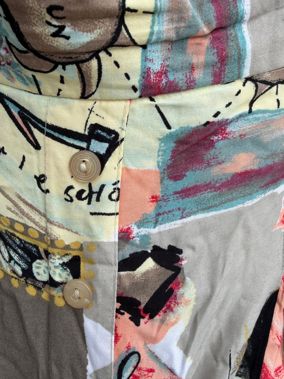 80s abstract patchwork beige skirt uk 10
