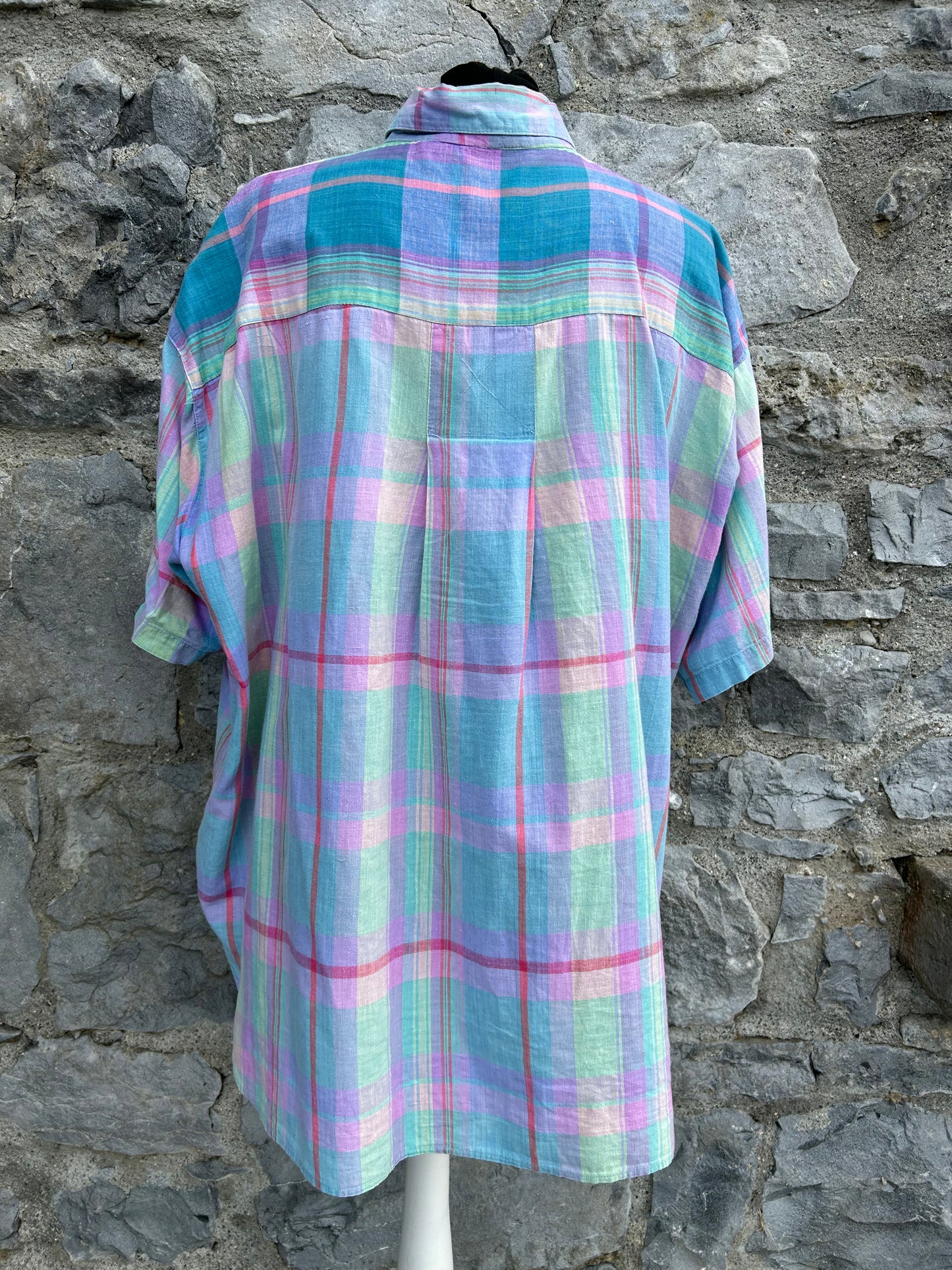 90s colourful check shirt Large