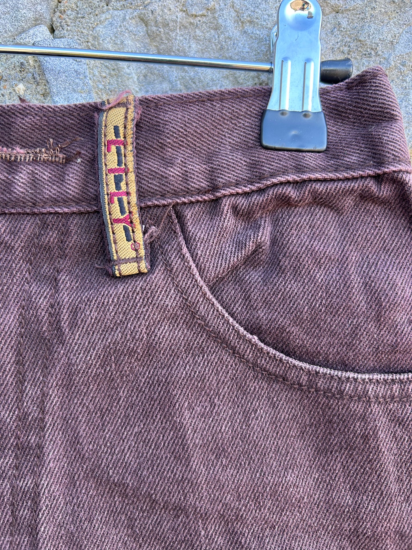 90s maroon denim shorts uk 8