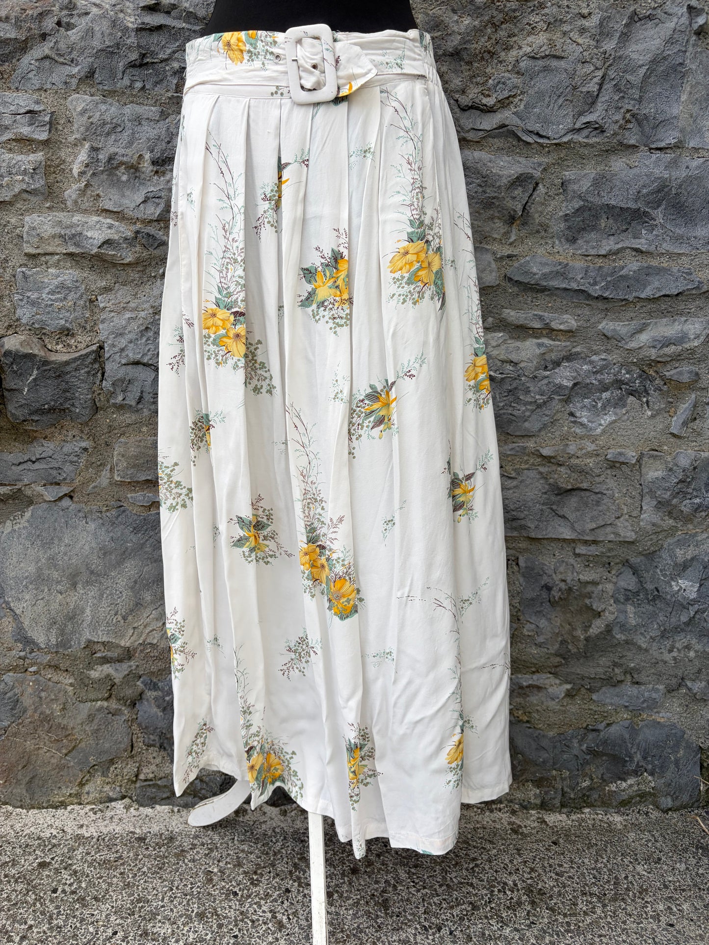 80s yellow flowers skirt uk 14