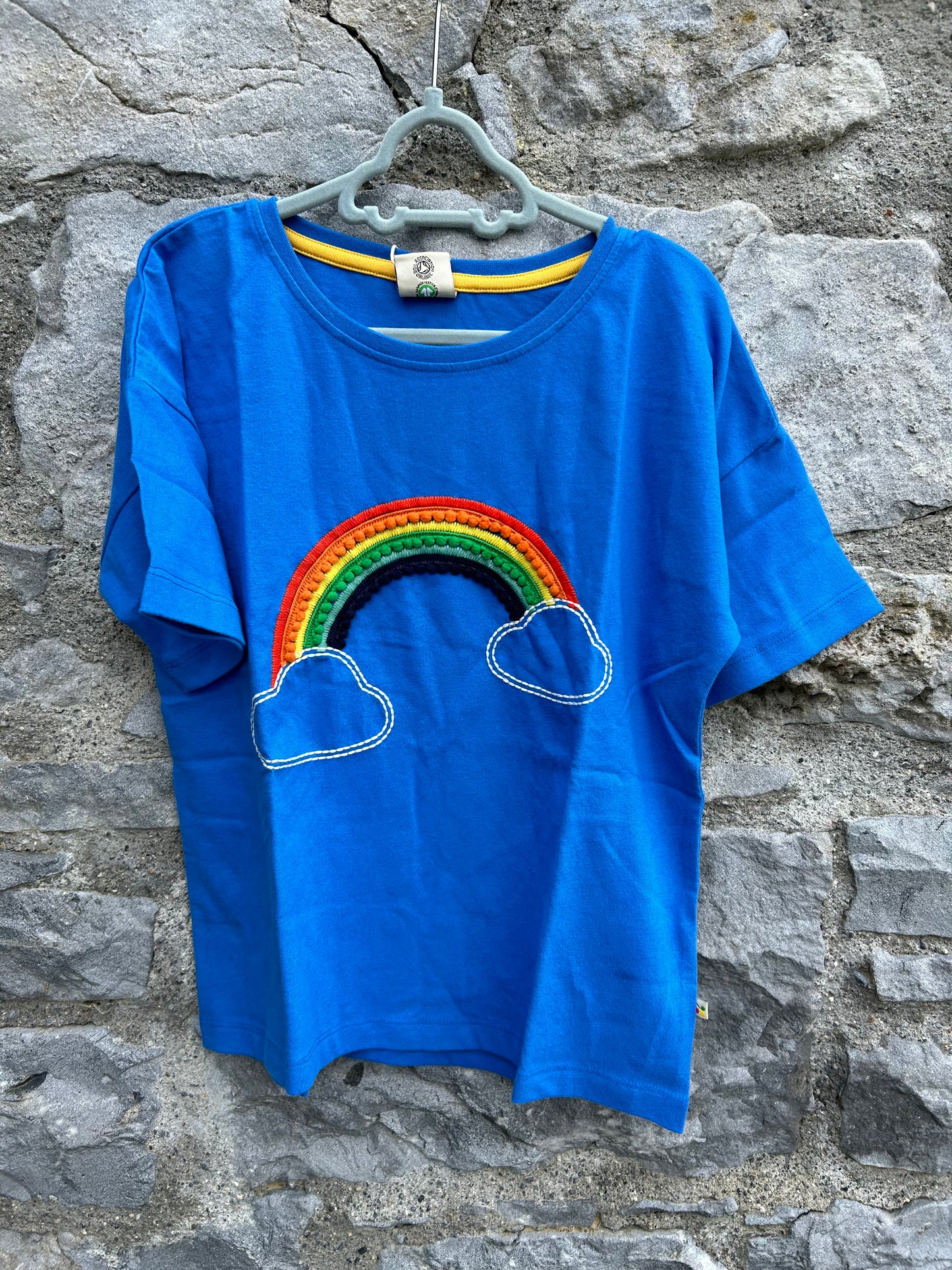 Pom Pom rainbow blue cropped T-shirt   9-10y (134-140cm)