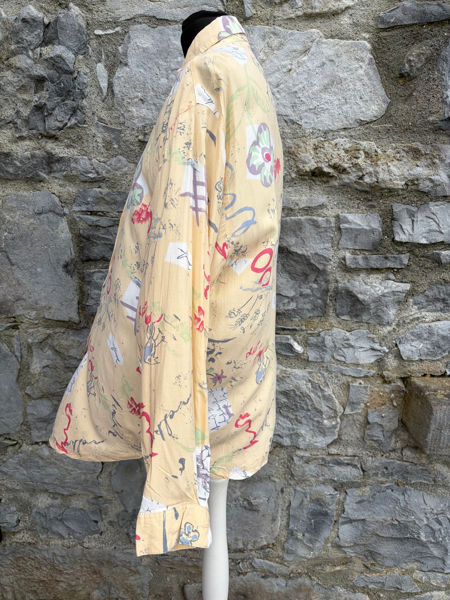 90s abstract yellow shirt Large