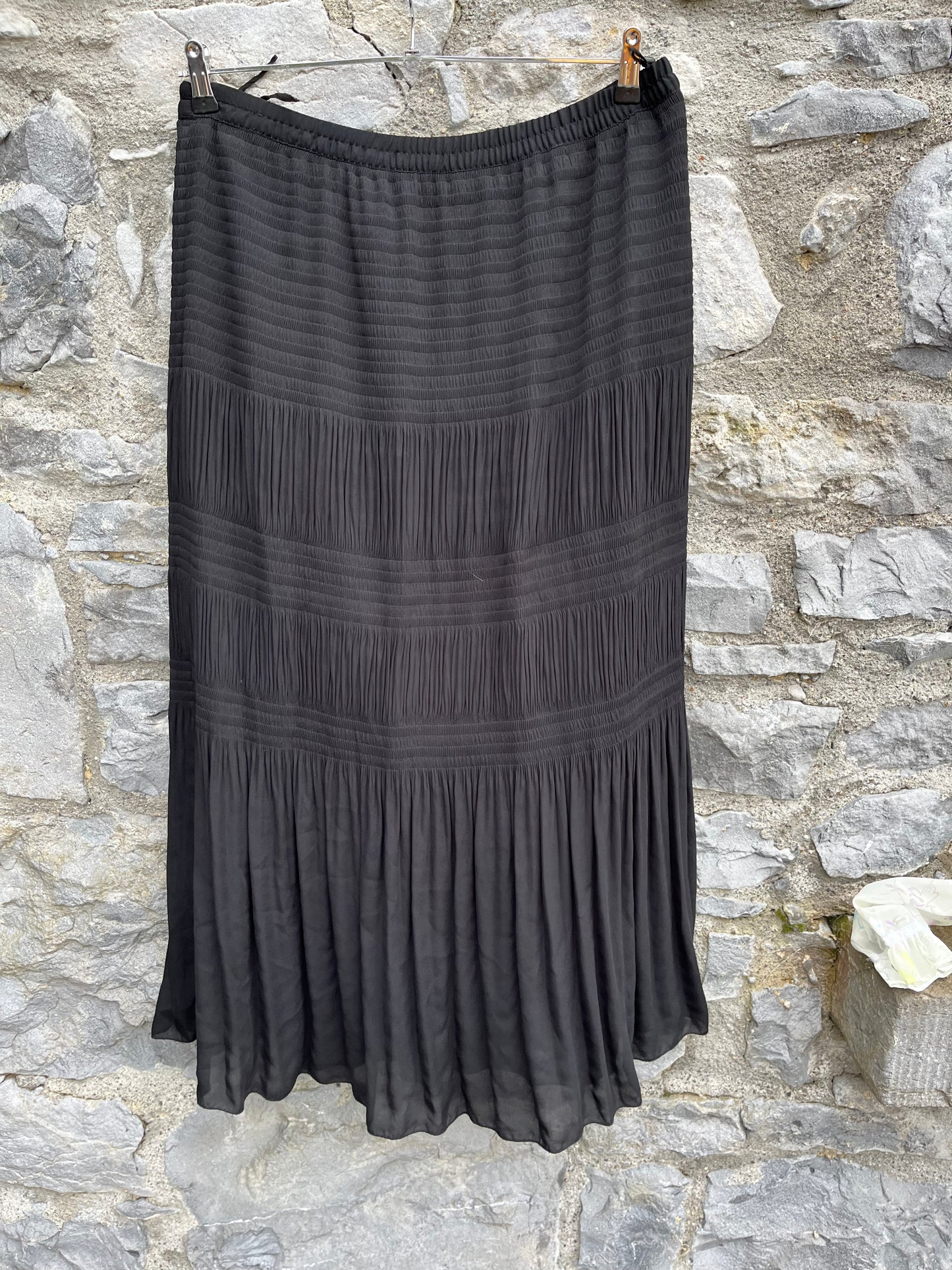 90s Black wrinkles maxi skirt uk 16-18