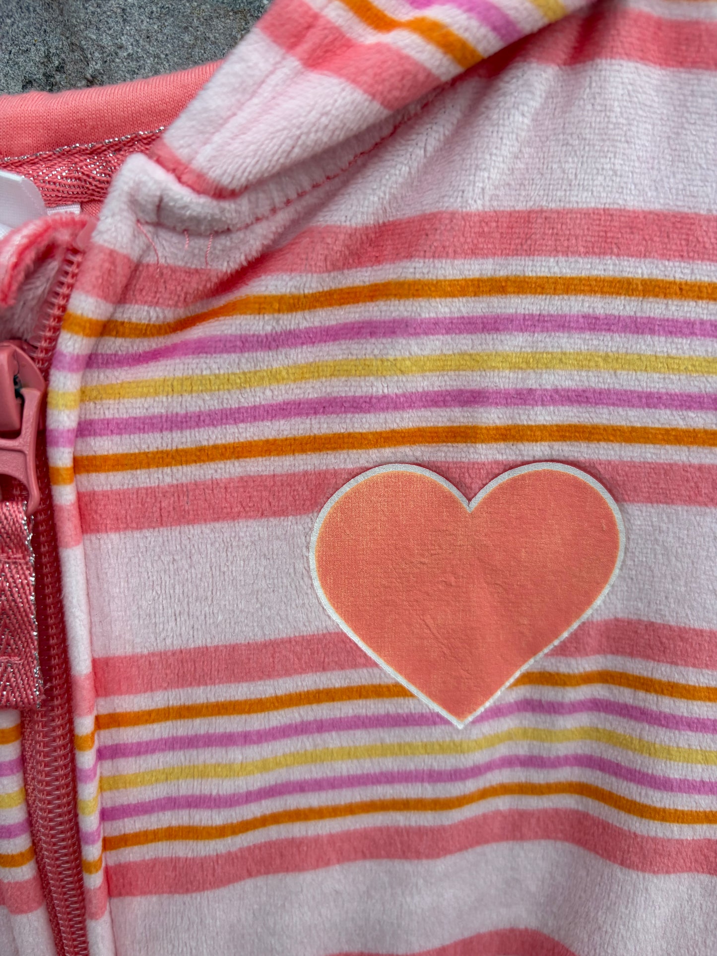 Coral velour stripy jumpsuit  11-12y (146-152cm)