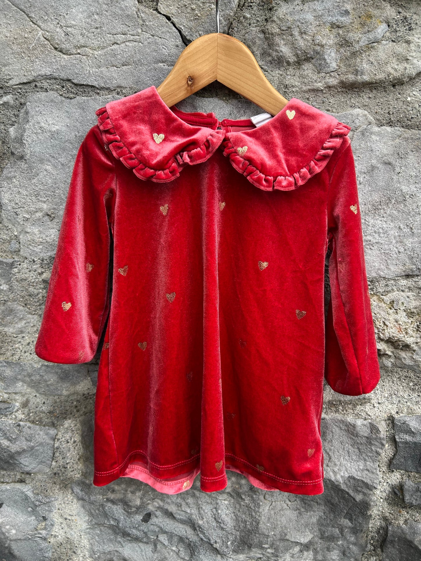 Hearts red velvet tunic  9-12m (74-80cm)