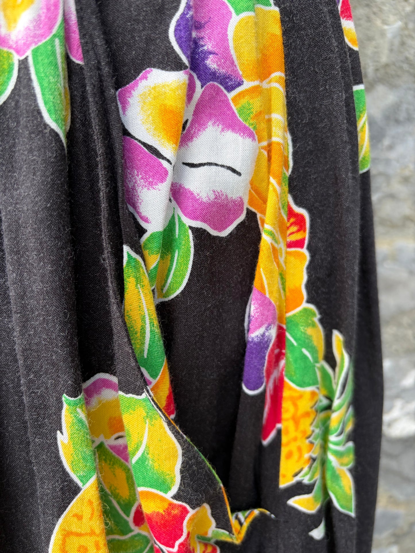 80s tropical black culottes uk 10-12