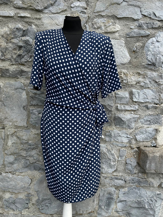 80s polka dots navy dress uk 12