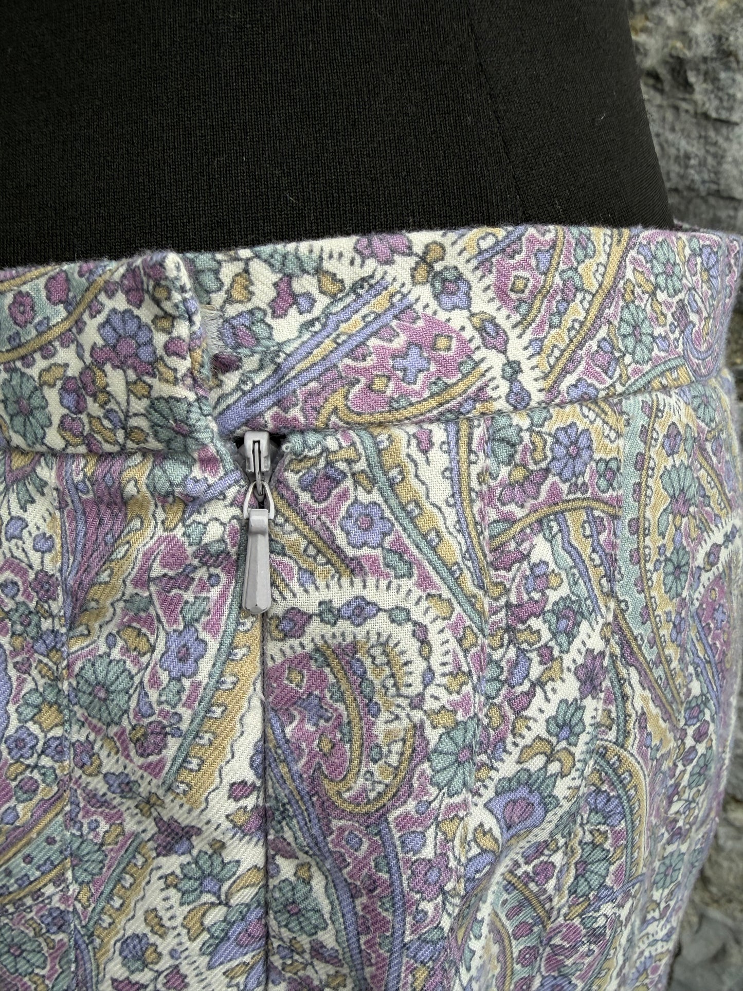 80s purple Paisley skirt uk 12