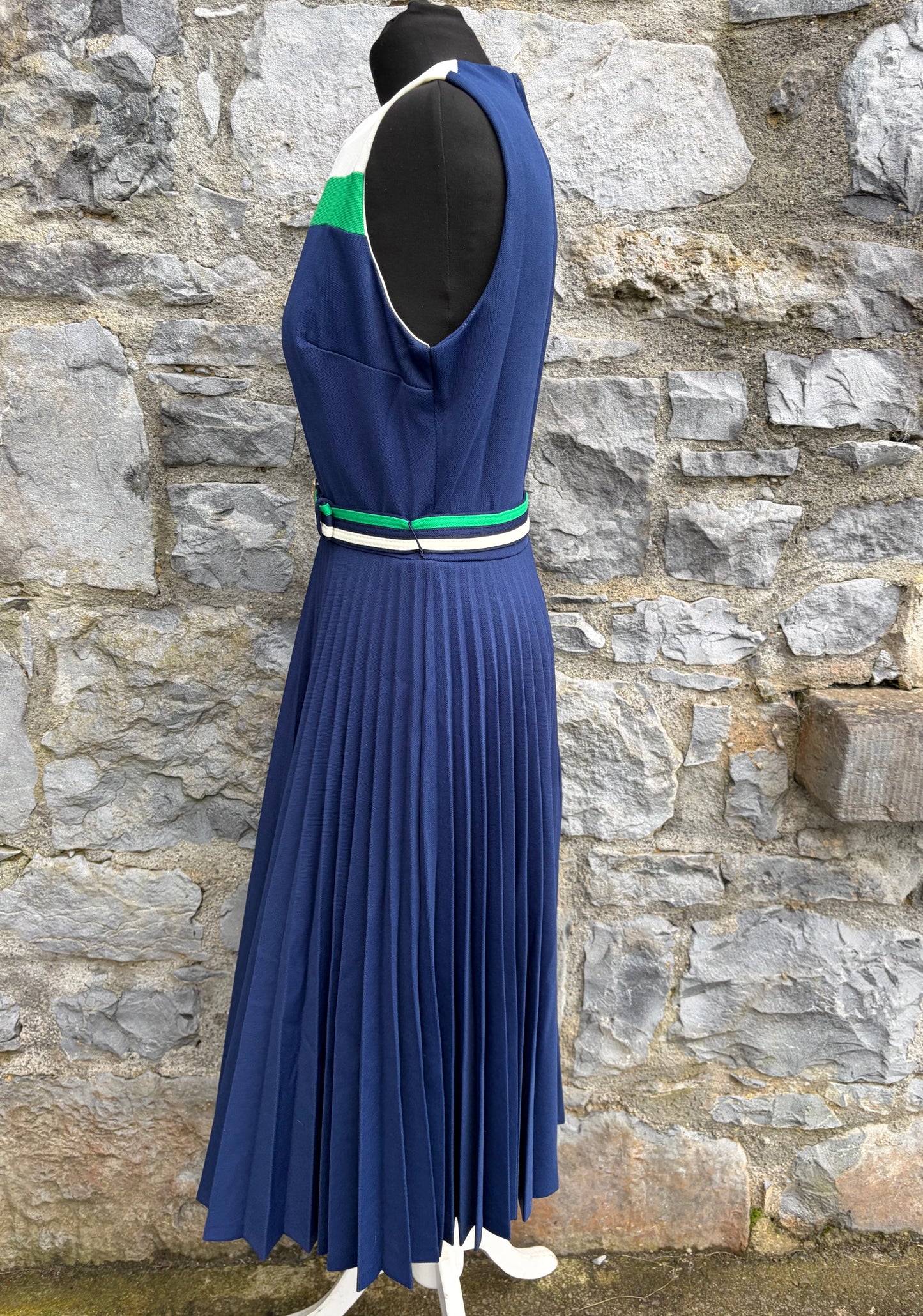 80s blue pleated dress uk 12