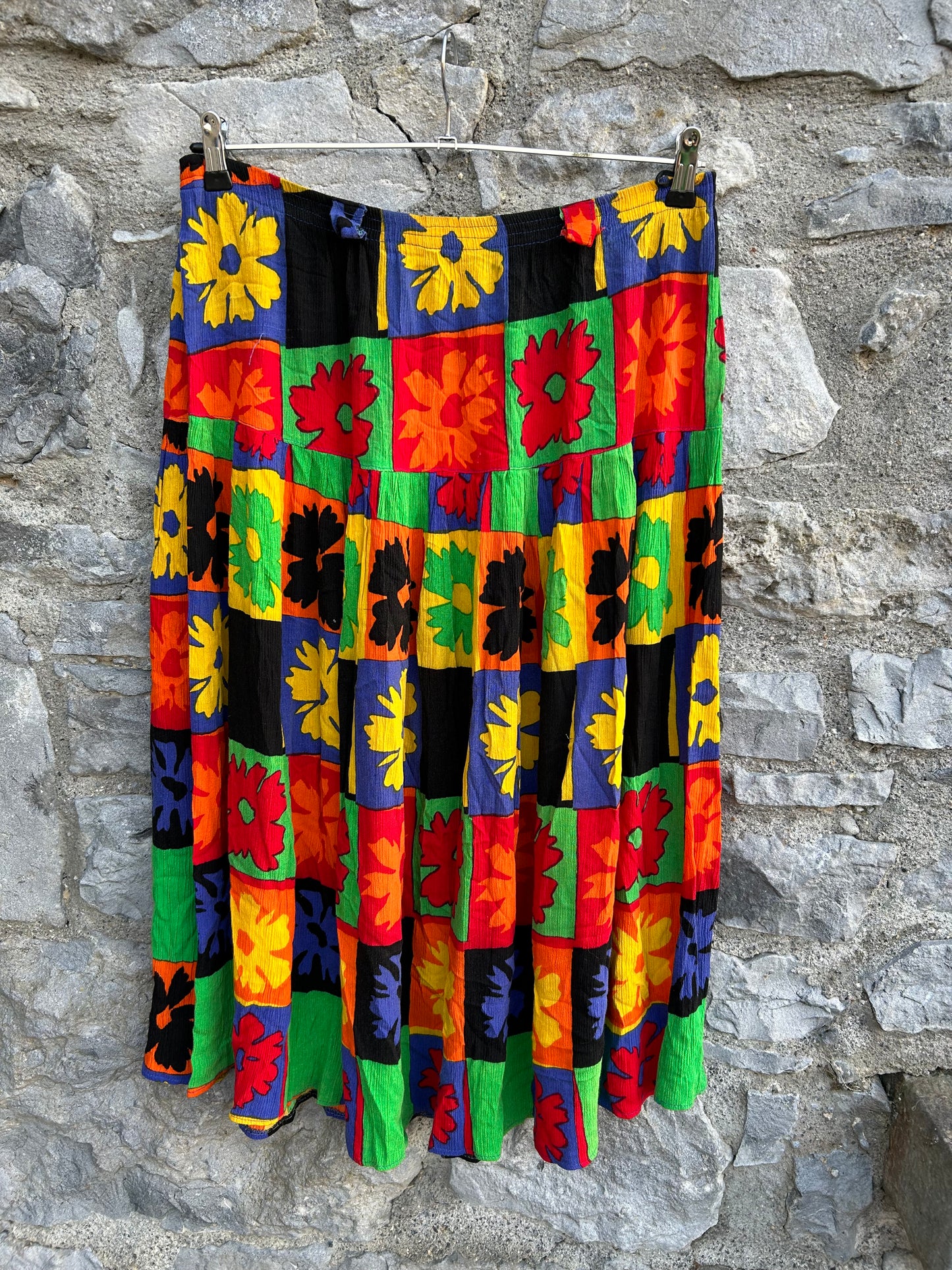 80s colourful patchwork skirt uk 12-14