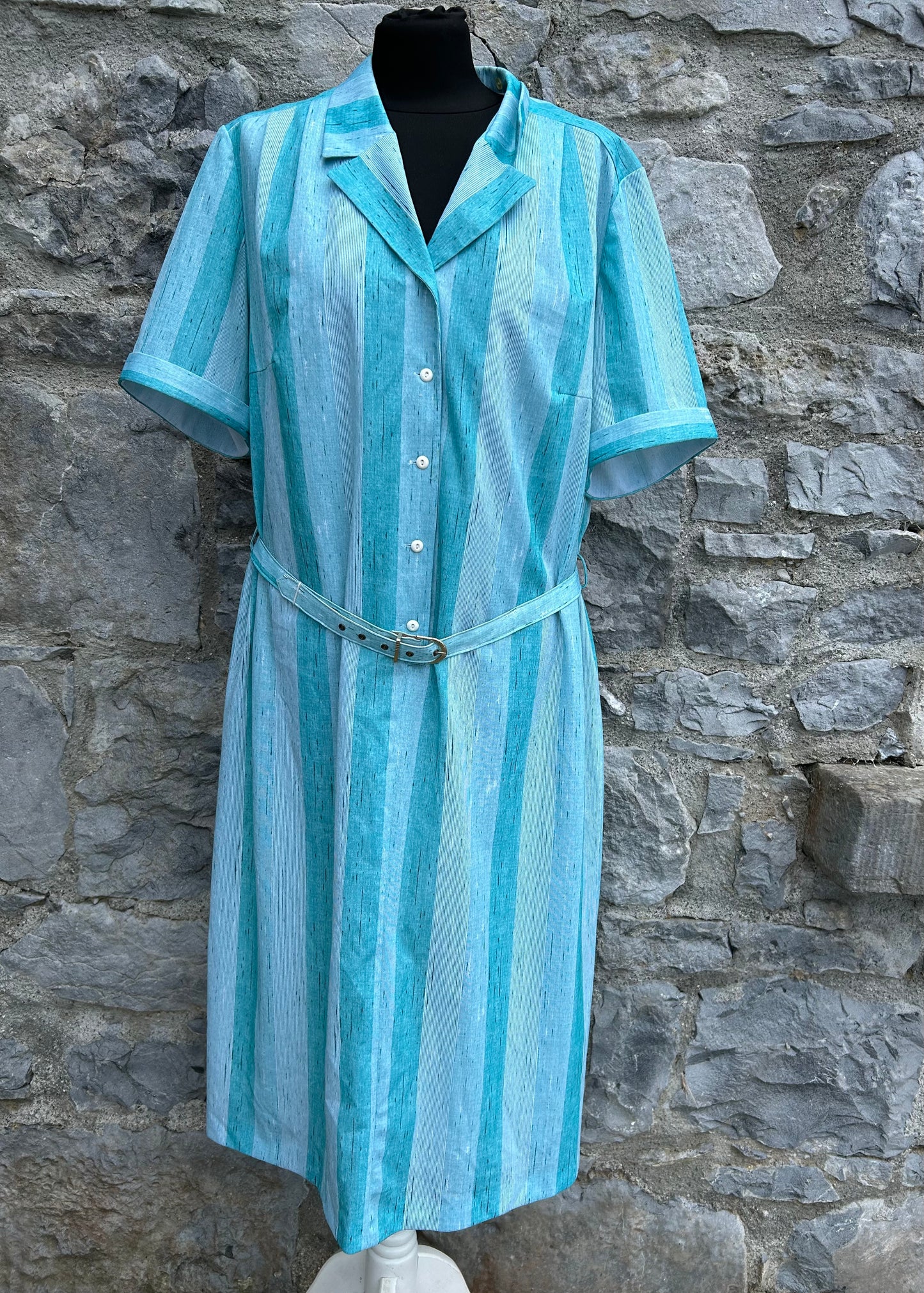 80s stripy teal dress uk 16