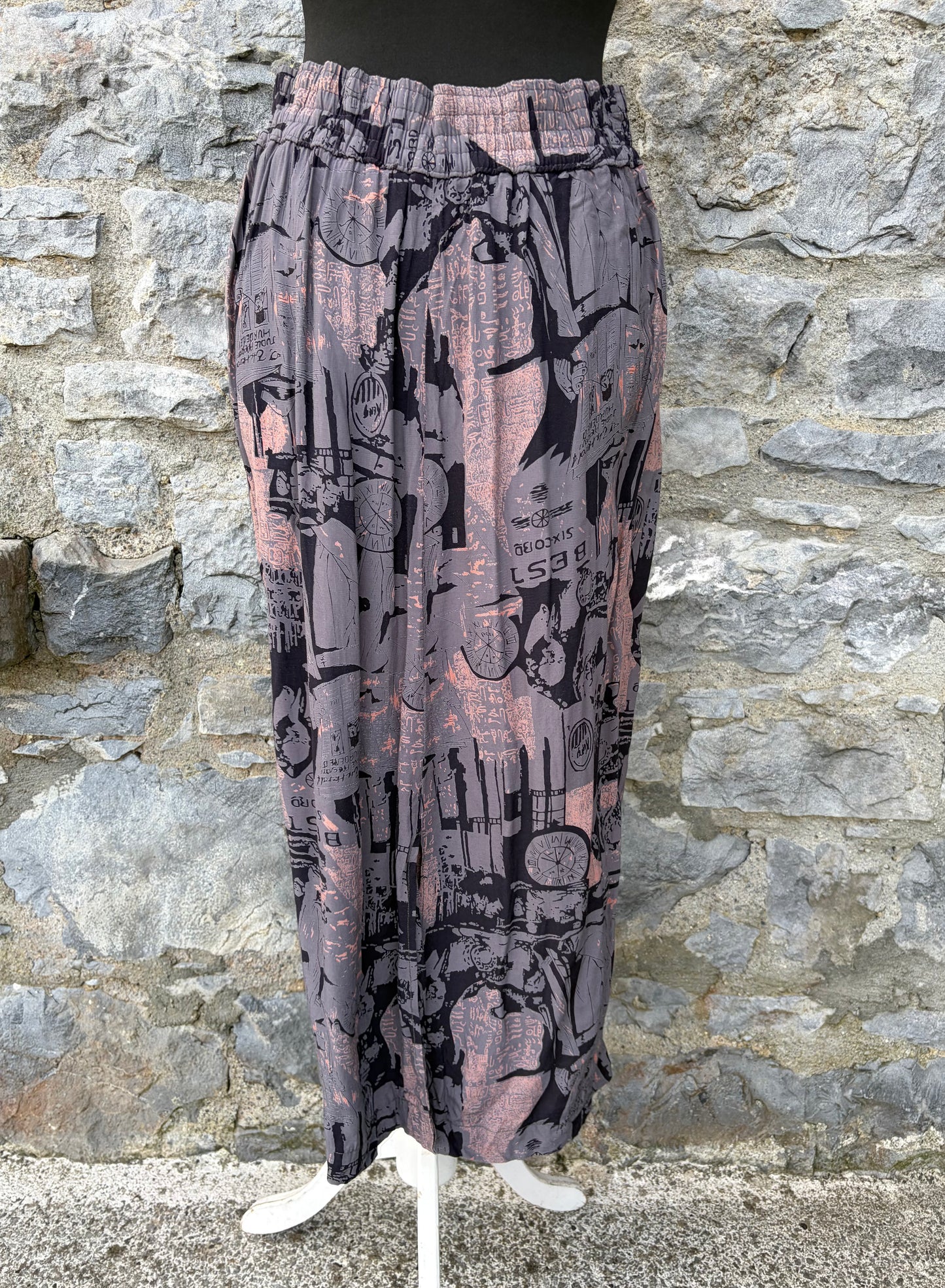 80s abstract purple&grey skirt uk 8-12